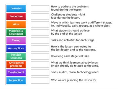 TKT Module 2: Main Components of a lesson plan