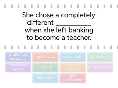 Complete the sentence - Work vocabulary