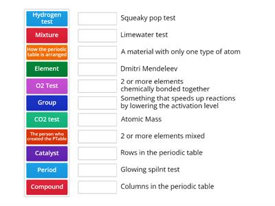 End Of Year Chemistry Match Up