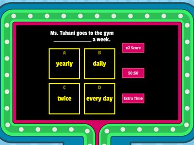 Definite Adverbs of Frequency Quiz