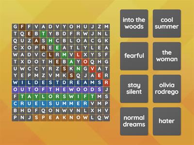 Taylor swift word search