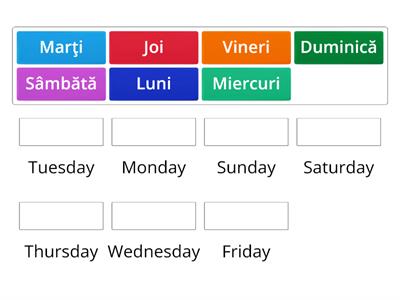 Limba romana - Days of the week in english