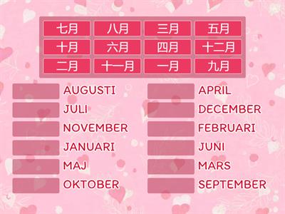 《中文》1-3 月份 Månader 1