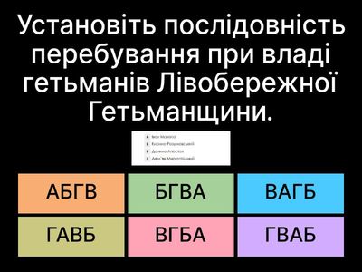 Тема 12. Кінець Гетьманщини. Тести НМТ + ЗНО