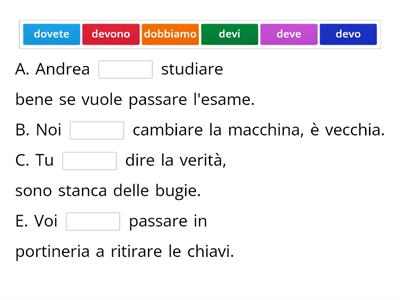 Esercizio frasi DOVERE e POTERE al presente