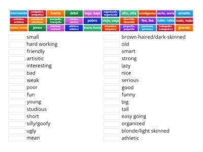 Adjectives (reverse order)