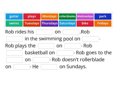 Days of the week+ Present Simple (HE+Vs)