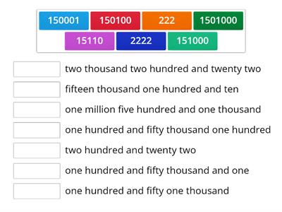 Writing numbers in words match up