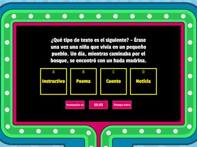  Examen de Español - Cuarto Grado de Primaria                 Prof. Ricardo Pacheco 