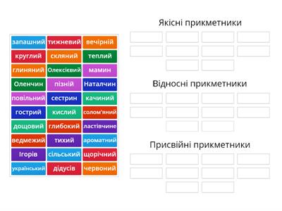  Групи прикметників за значенням