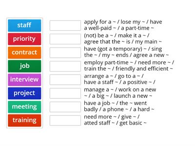 Jobs: collocations