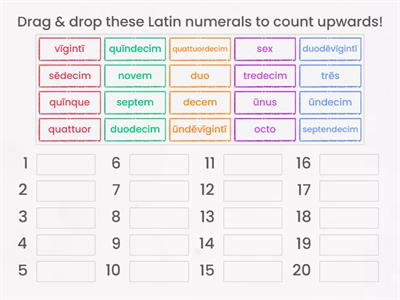 Latin Counting 1-20