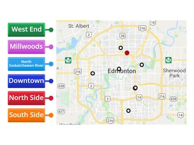 Map of Edmonton labelled diagram