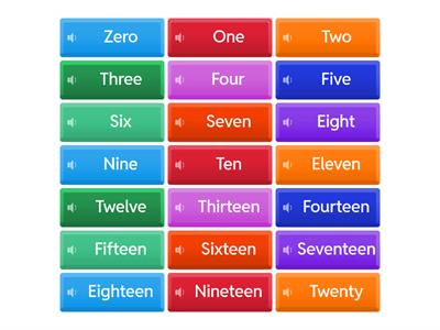 BINGO = NUMBERS (0-20)