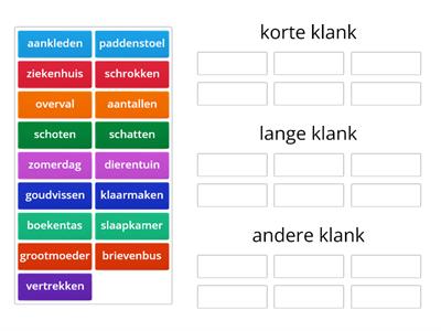 WOORDPAKKET 6: korte lange en andere klank