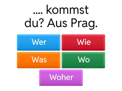 Fragewörter:  Wer/Wie/Was/Wo/Woher/