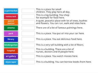 Places in city - definitions