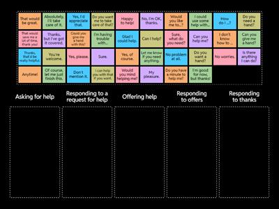 Sort the expressions into groups - Asking for and offering help - BRE u4