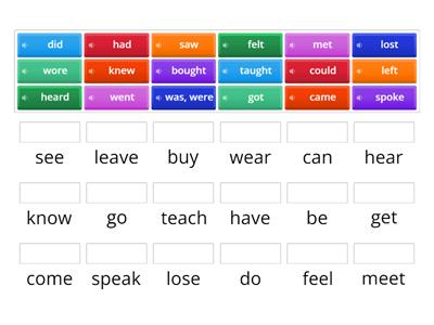 English File Elementary unit 7c irregular verbs