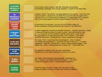 Cohesion and Coherence: Useful expressions