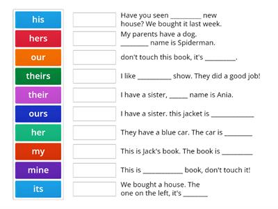 Possessive adjectives and possessive pronouns