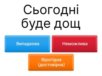 Види подій (випадкові, вірогідні, неможливі)