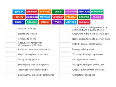 10th Grade Vocab #12- Definitions