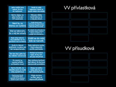 VV přívlastková - VV přísudková