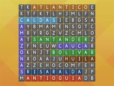 Los departamentos - wordsearch 