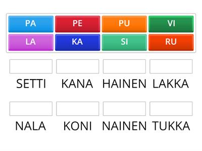 SANAPOLKU Yhdistä alkutavu oikeaan sanaloppuun