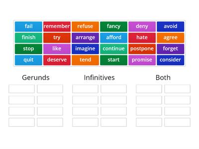 Gerunds & Infinitives Sort