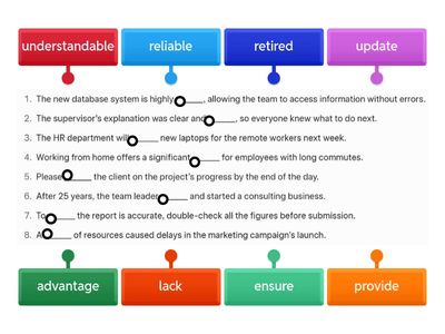 Vocabulary - fill in the gaps - basic