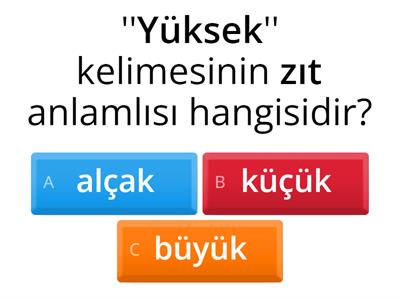 zıt  anlam test 