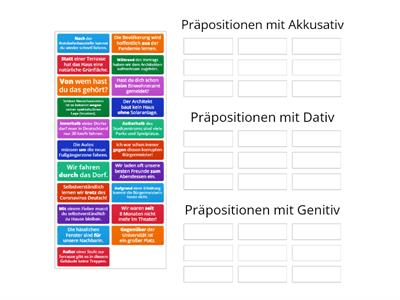 Präpositionen mit Akkusativ, Dativ und Genitiv