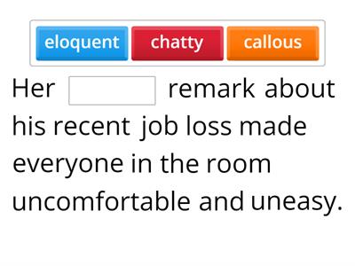 Vocabulary - adjectives in context 2