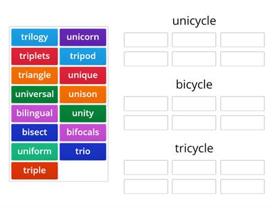 Prefixes: uni-, bi-, tri-