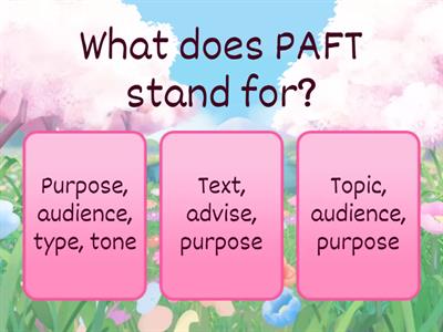 Purpose and audience quiz