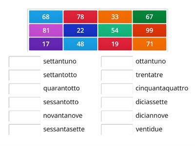  Numeri  II. 0-100 Abbinamento