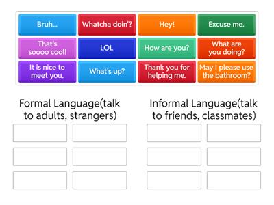 Formal vs Informal Language ESL