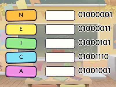 Código Binario: Teniendo en cuenta el código binario coloca la letra según corresponda y adivina la palabra
