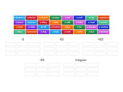 Spelling Plural (-s, -es, -ves, -ies)