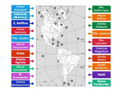Półwyspy, wyspy, wody oblewające Ameryki