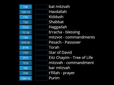 Themed Judaic Vocabulary