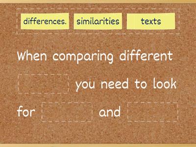 Missing Words Activity for Comparing Different Texts.