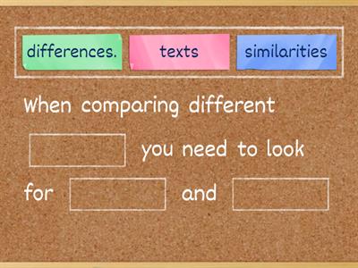 Missing Words Activity for Comparing Different Texts.