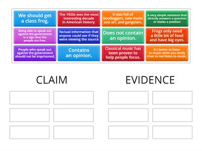 Claim - Evidence - Sort