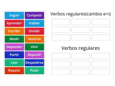 Verbos irregulares al presente (cambio e >i)