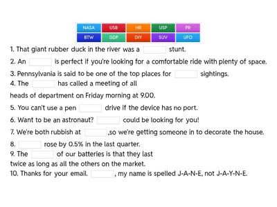 acro/ini hw sentences