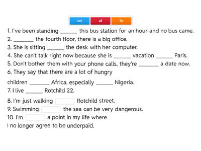 in on at - preposition of place