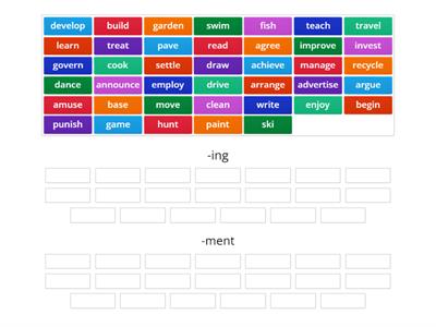 Suffixes -ing, -ment